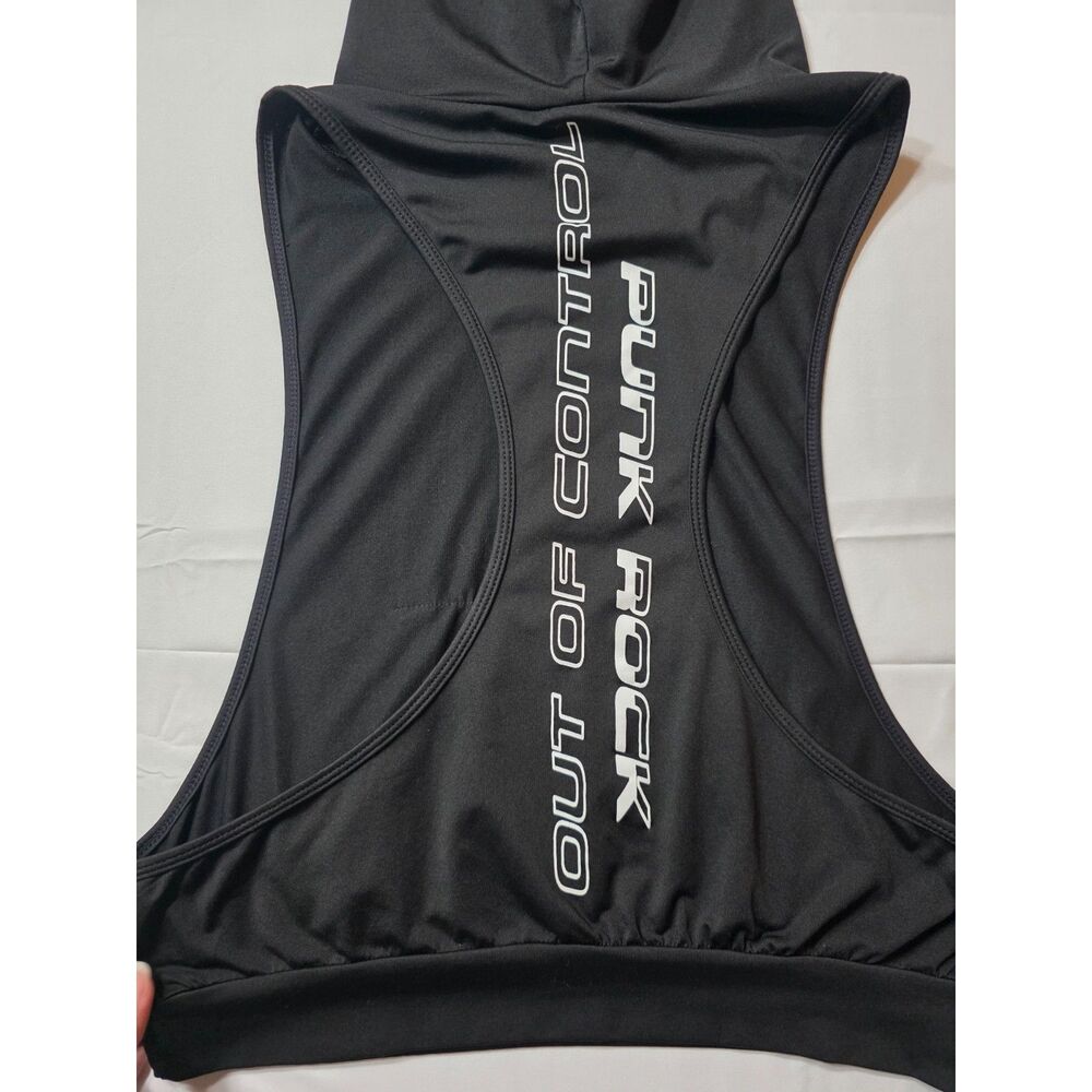 Punk Rock Hooded Tank Top Black Size S Sleeveless Hoodie Pocket Edgy Streetwear